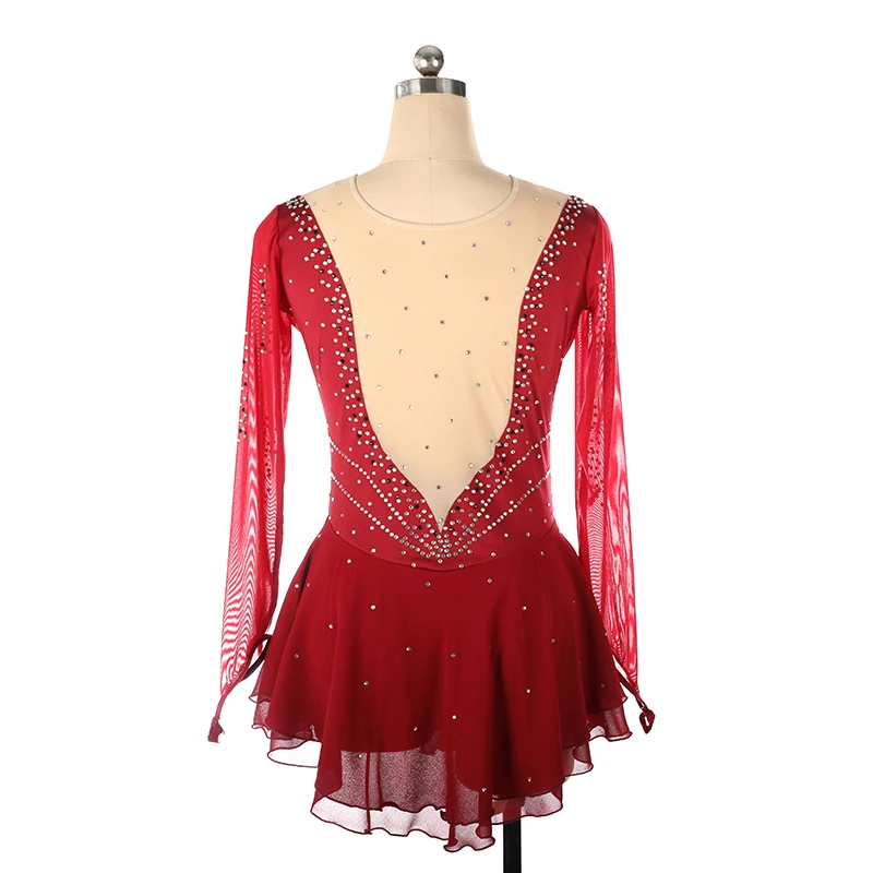 Figure Skating Costume, Skating Costume, Performance Costume, Children, Adult Girl, Performance Costume, Competition Skirt, Red,