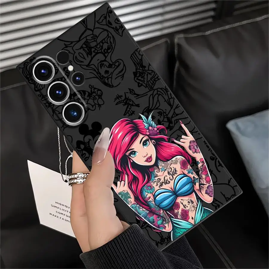 Disney Tattoo Ariel Princess Soft Back Phone Cover Case for Samsung Galaxy S9 S25 Ultra S21 S20 S25+ S24 Plus S24+ S22 S23 FE