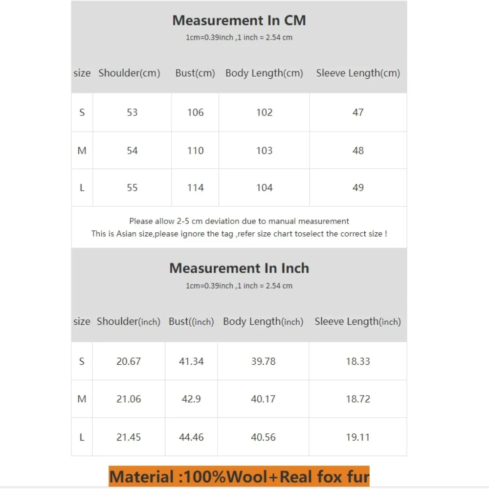 معطف كاشميري مزدوج الوجهين للنساء ، ياقة طويلة من فرو الثعلب ، جاكيت صوف ، فرو ثعلب حقيقي ، معطف صوف نسائي ، جديد ، الخريف والشتاء ، #6