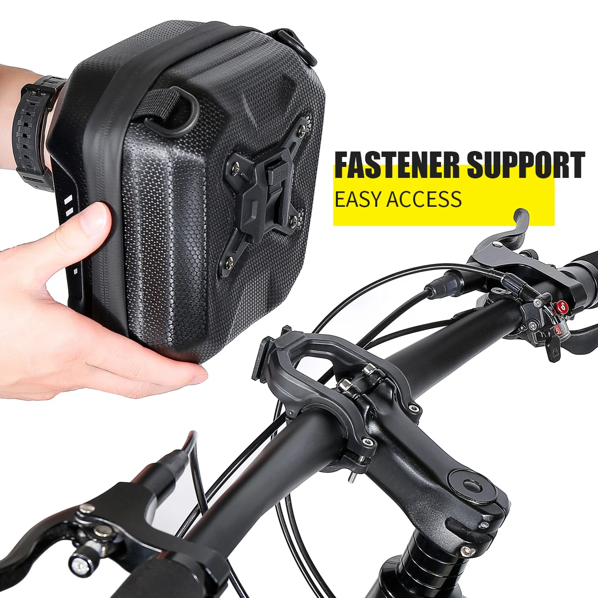 WILD MAN E18 2L Bicycle Handlebar Bag EVA Hard Shell Rainproof Storage Pouch Quick Release Bracket Shoulder Strap and Rain Cover