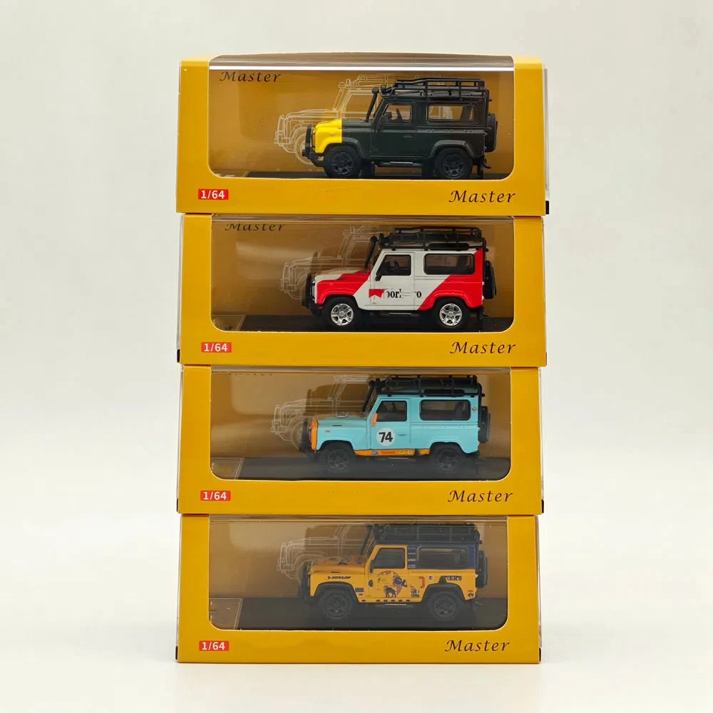 1:64 마스터 디펜더 90 다이캐스트 장난감 자동차 모델 미니어처 취미 수집품 선물 액세서리 포함