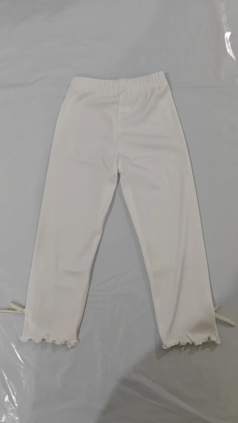 2026 Spring/Summer Thin Leggings for Baby Girls, Korean Style Elastic Pants with Mid-Waist Bow, Fashionable Casual Long Pants