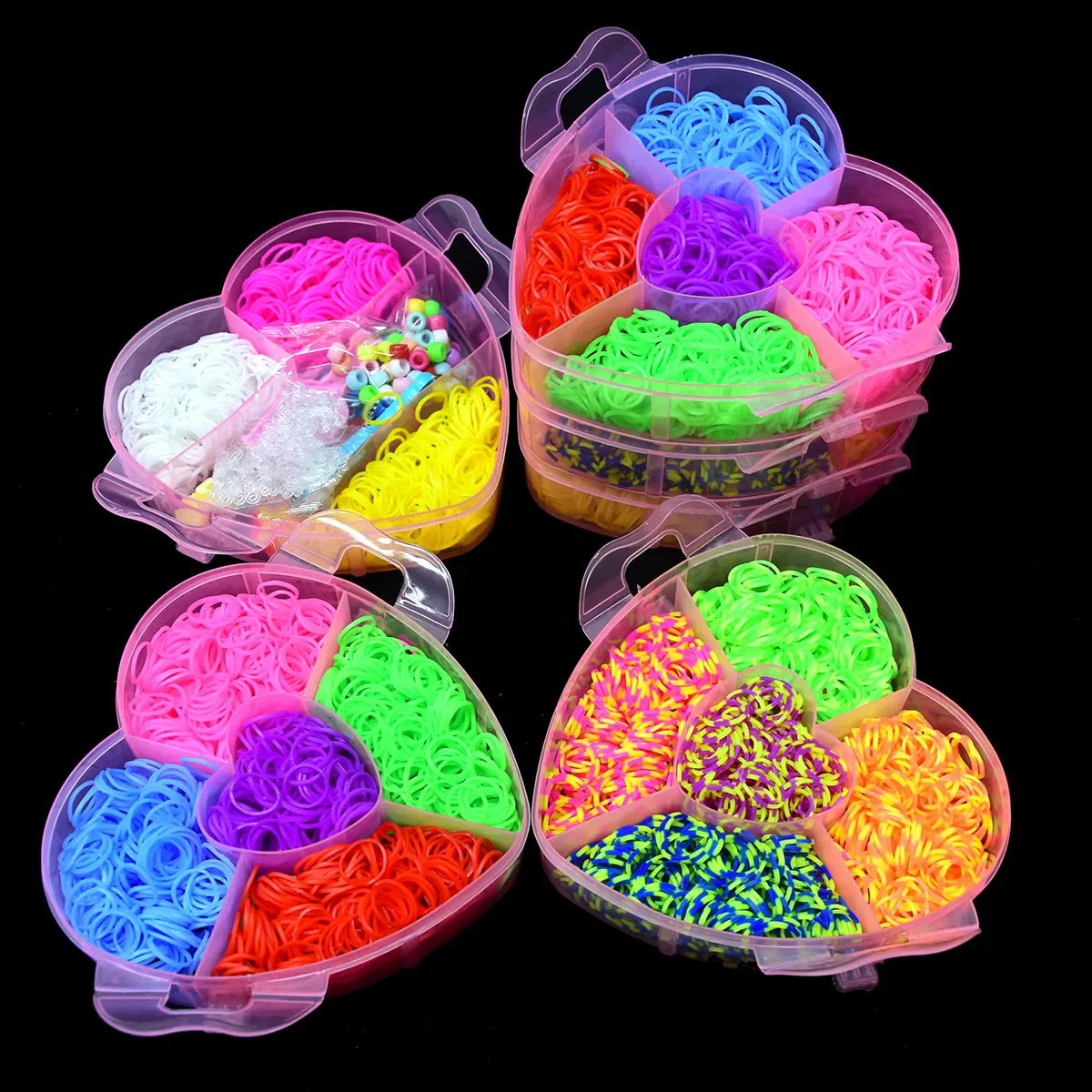 DIY Toy Rubber Loom Bands  Heart Box Set Kid Bracelet Silicone Rubber Bands Elastic Weave Loom Bands Children Arts Crafts Toys