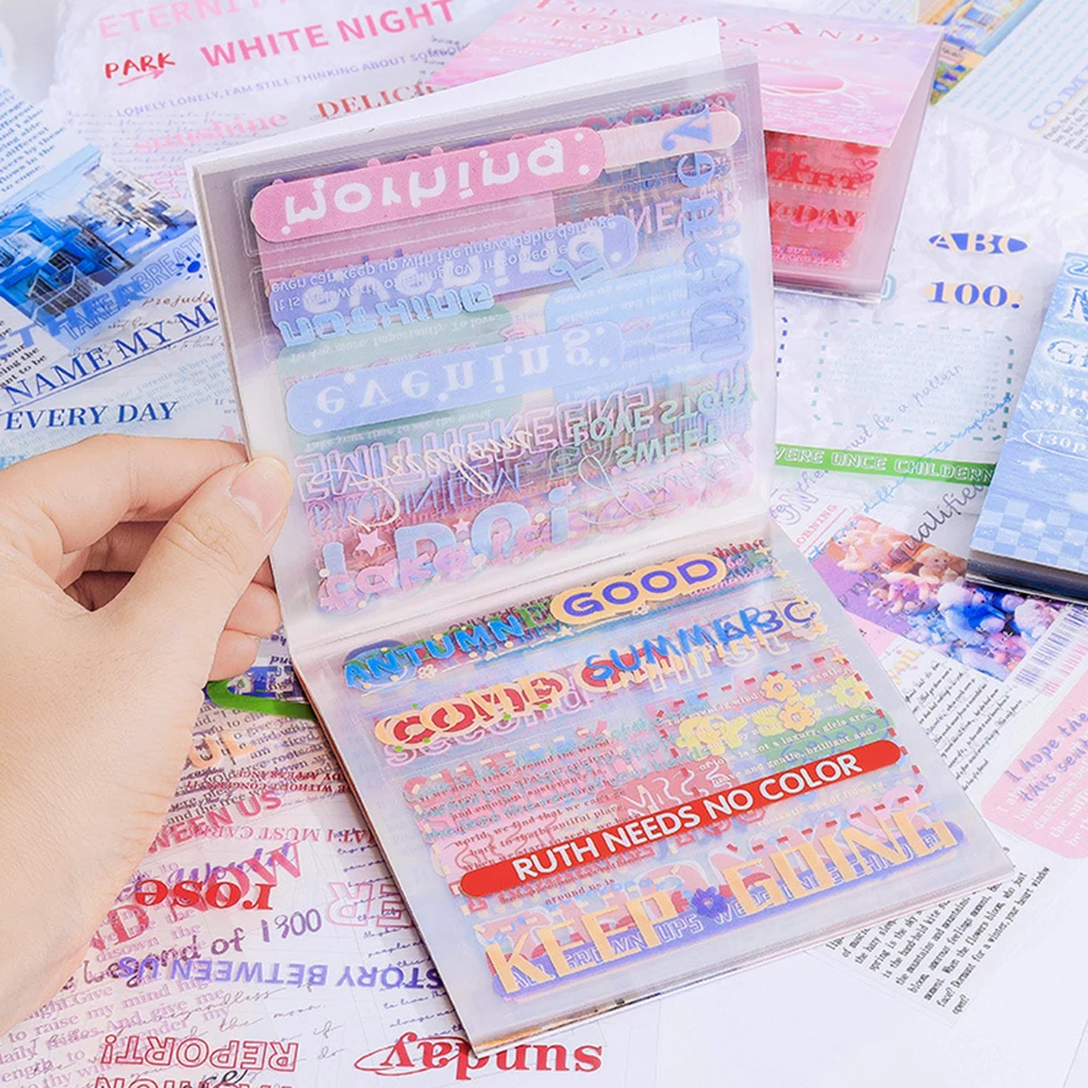 30Pcs PET Transparent Text Stickers DIY Scrapbooking Diary Handbooking Decorative Waterproof Stickers Stationery