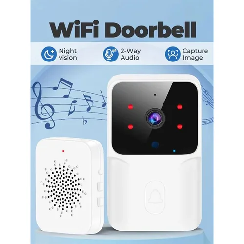 Imagen 1 del producto Timbre de vídeo con enlace WIFI de baja potencia, modelo recargable, timbre de visión nocturna, seguridad inteligente HD, 1 arrastre, 1 intercomunicador para el hogar