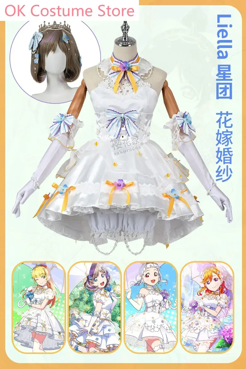 Anime! Lovelive Liella Starlight Prologue Kanon KeKe Flower Wedding Dress Lovely Uniform Cosplay Costume Women Outfit