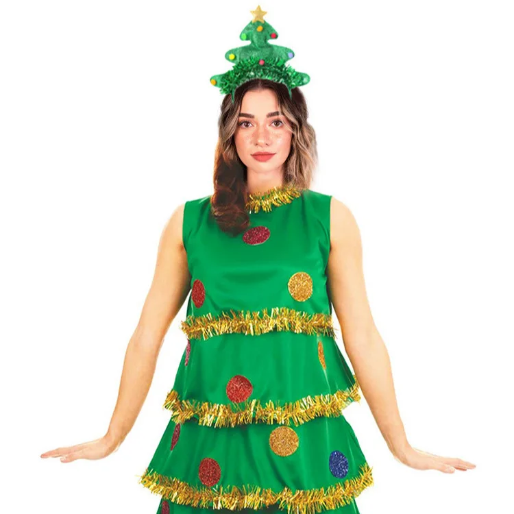 زي قزم أخضر لطيف لعام 2026 - زي أداء شجرة احتفالية للبالغين لمناسبات العطلات