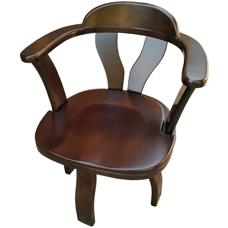 Solid wood computer chair home office chair Chinese study rotating with armrest backrest seat wooden