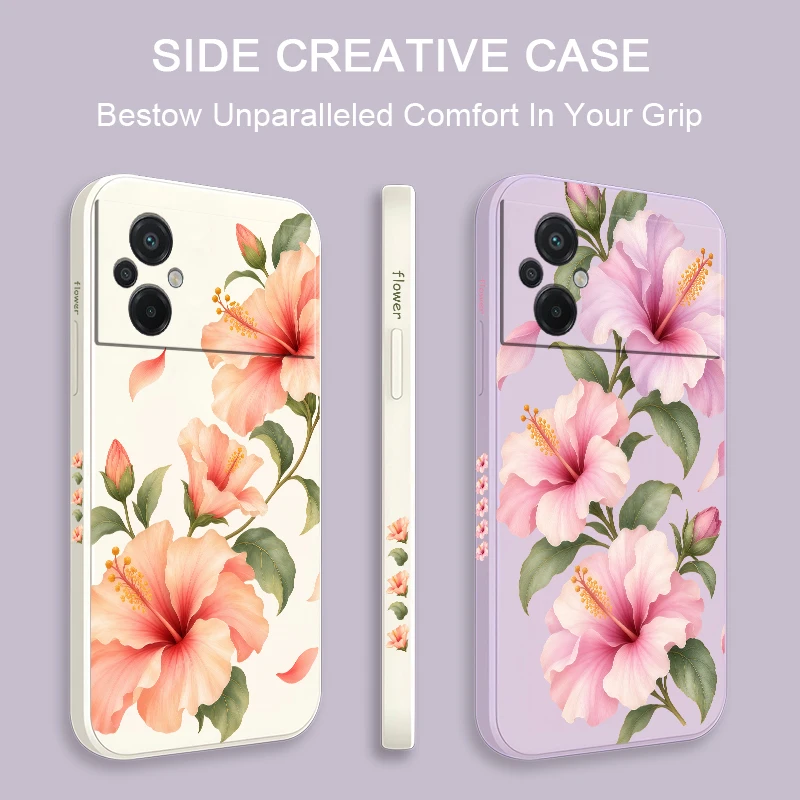 Two Pink Lilies Pattern Phone Case For Xiaomi Poco X8 Pro Max X7 X6 X5 X4 GT X2 X3 NFC Silicon Soft Anti Scratch Back Cover Etui