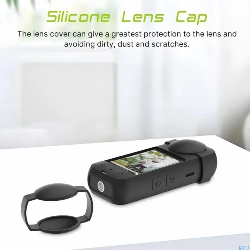 R91A 2PCS/Đặt nắp bảo vệ vỏ silicon với ống kính có khả năng chống mài dây cho ống kính 360 chống trầy xước