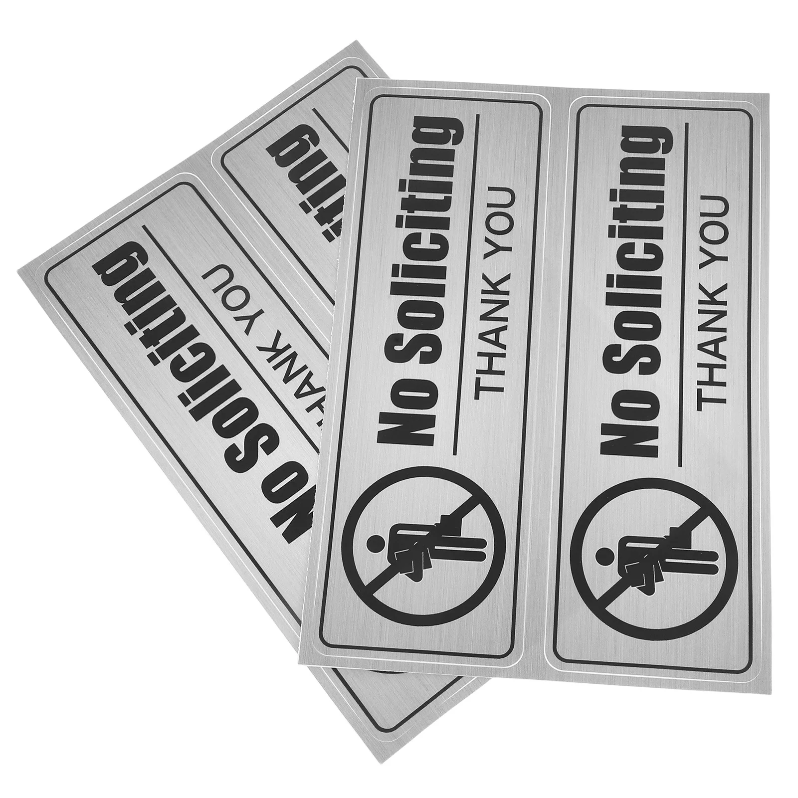 

2Sets No Soliciting Sign PVC Weatherproof Self-Adhesive Minimalist Door Sign for Home Office Entryway Waterproof Outdoor Wall
