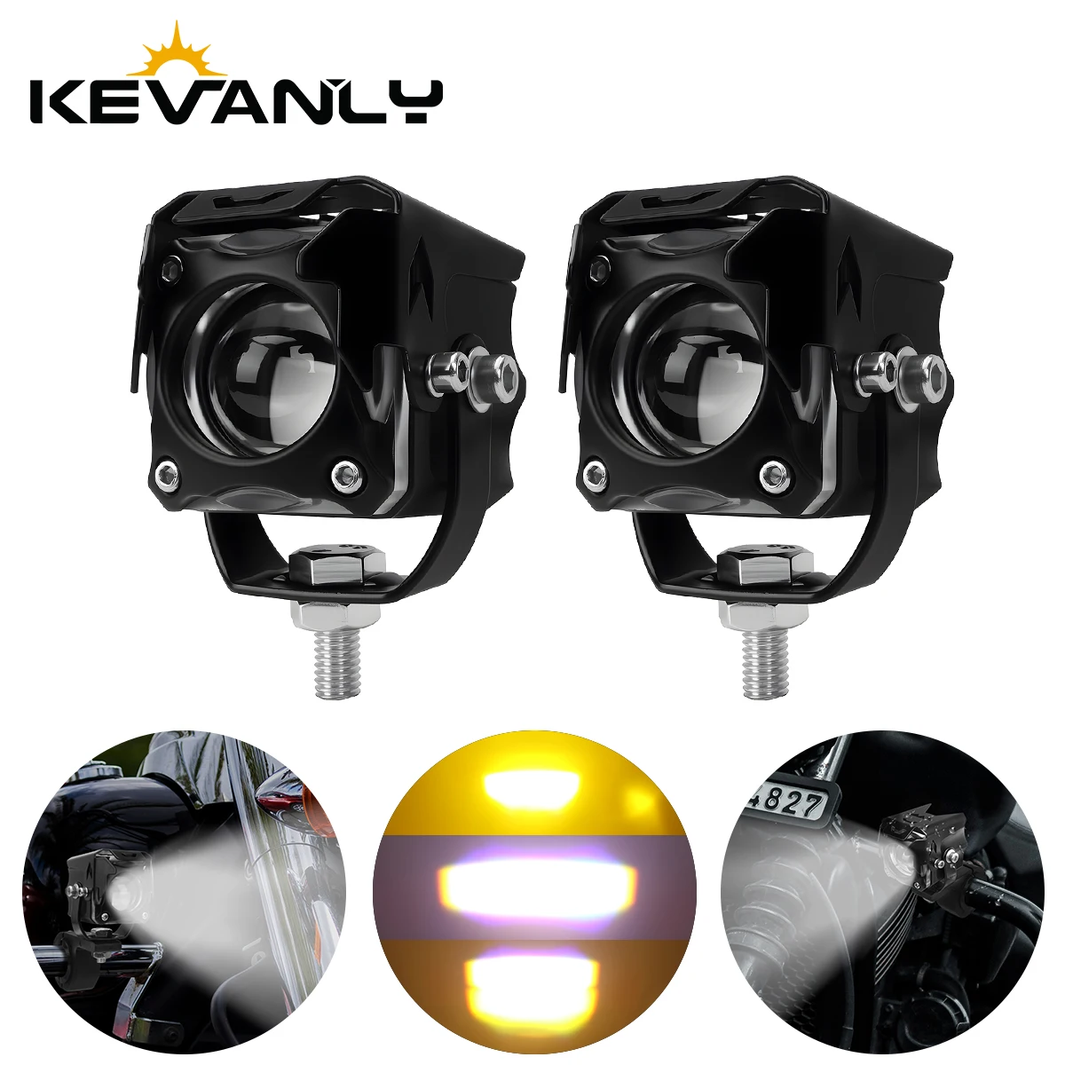 1xMotorcycleLEDSpotlight3Lines3ModeDualColorHi/lowBeamMiniLenswithRedDemonEyeRingForATVUTVRVworklight-AliExpress201355758