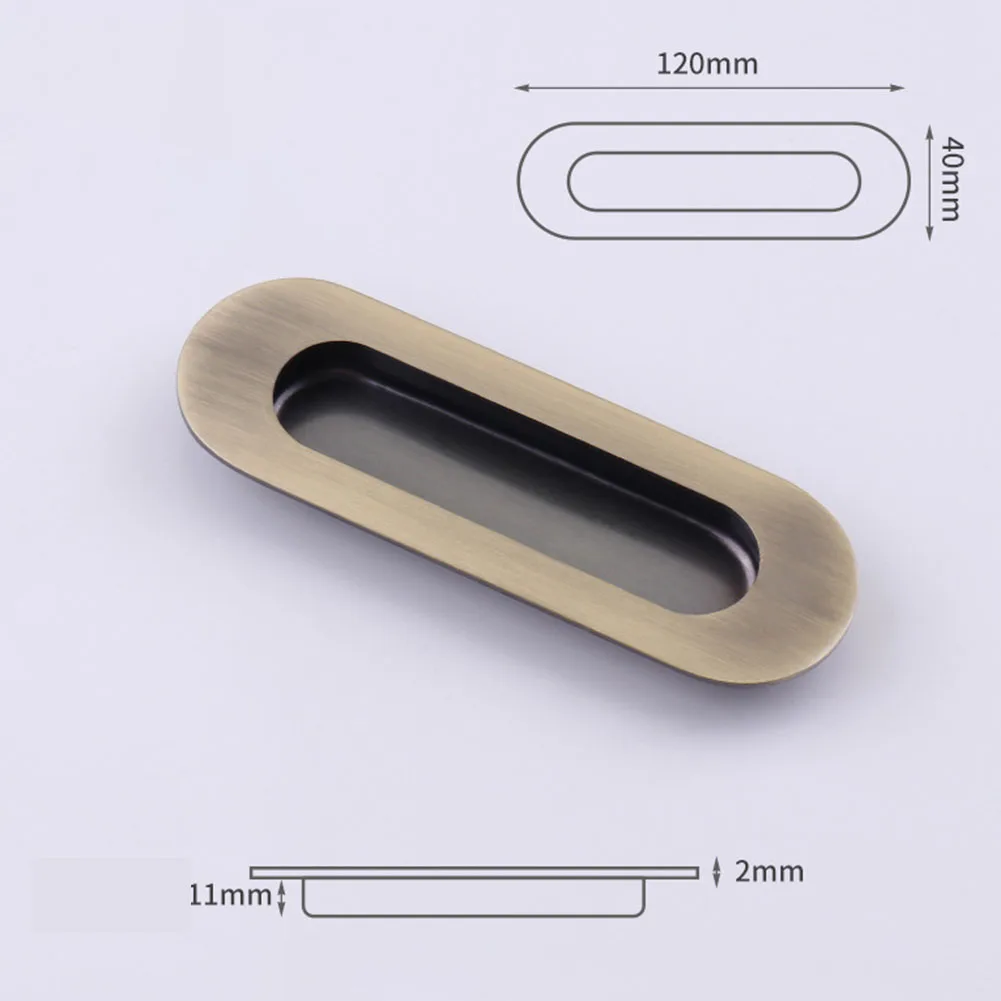 New High Quality Handle Door Knobs 120*40mm 1PCS Embedded Flush Pull Door Invisible Cabinet Oval Square Wardrobe