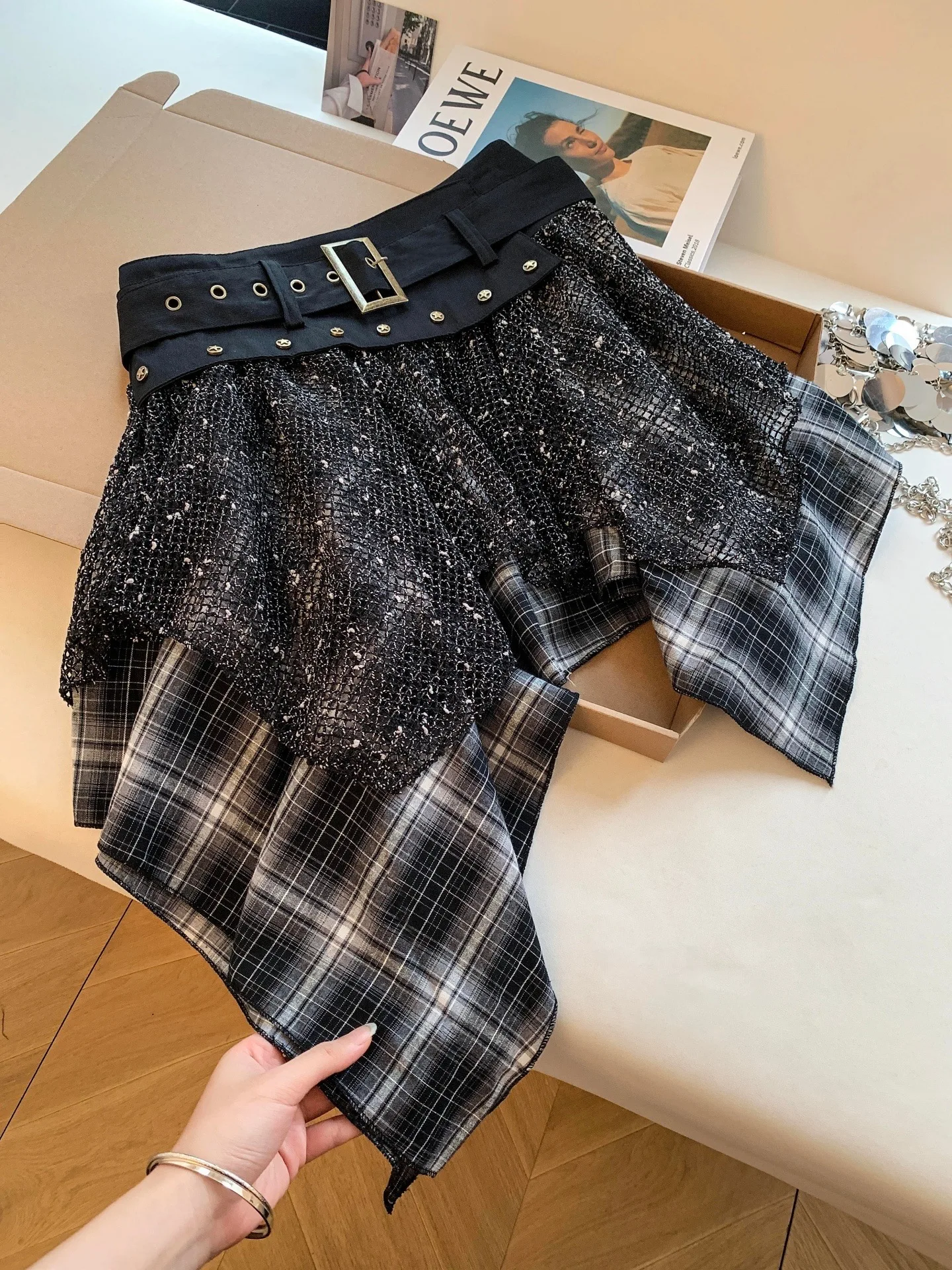 Women's Black Brown Gradient Casual Mini Skirt Y2K Harajuku Style High Street A-Line Retro Short Skirt 90S College Clothing 2026
