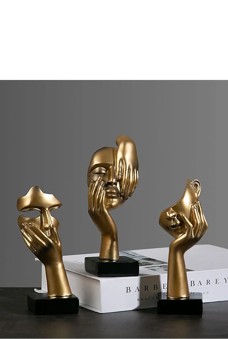 Abstrakte Maskenstatuen aus Kunstharz, europäische Miniaturfiguren für den Innenbereich, Zuhause, Büro, Arbeitszimmer, Desktop-Figur, Ornament, Dekor, Geschenk – Detail 2