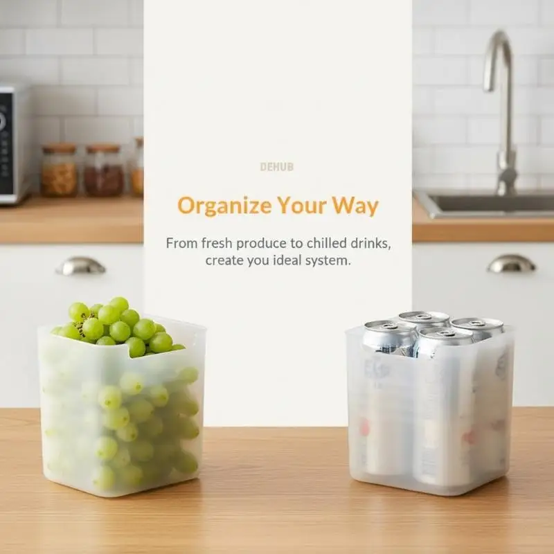 1Pc Refrigerator Side Door Storage Box Transparent Visible Fridge Organizer for Small Apartment Kitchen Vegetable Fruit Storage