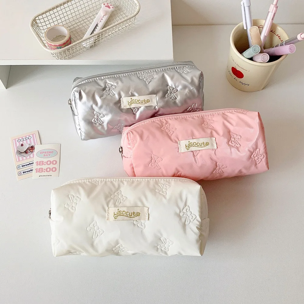 

New Large Capacity Pen Bag Solid Color Butterfly Cosmetic Bag Multi-function Stationary Storage Pouch Student