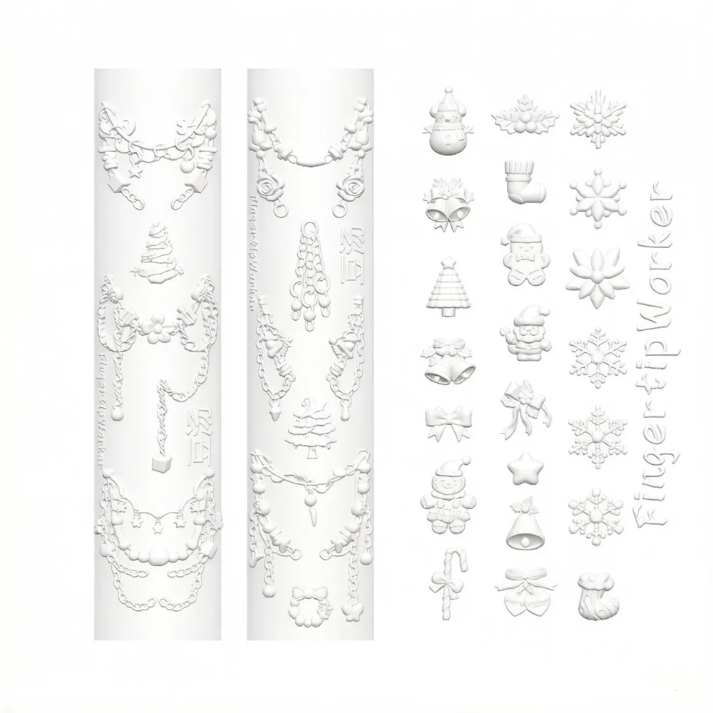 Christmas 3D Silicone Mold for Nail Art UV Resin Craft, Miniature Snowman Xmas Tree Holly Leaf Bow Bell Charm Molds for Epoxy