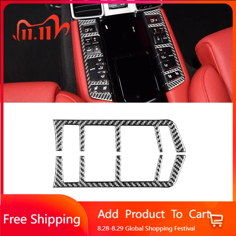 Interior Stickers For Porsche Panamera 2010 2011 2012 2013 2014 2015 2016 Real Carbon Fiber Rear Control Panel Sticker Trim Inte