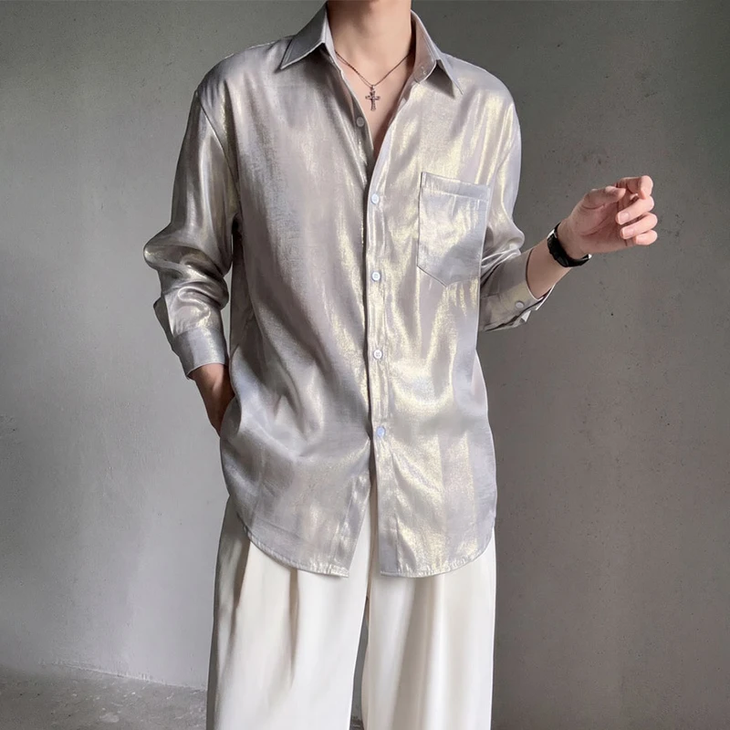 LUZHEN 2026 New Reflect Light Elegant Temperament Long Sleeve Shirts Men's Fashion Handsome Original Casual Male Clothes JY8203
