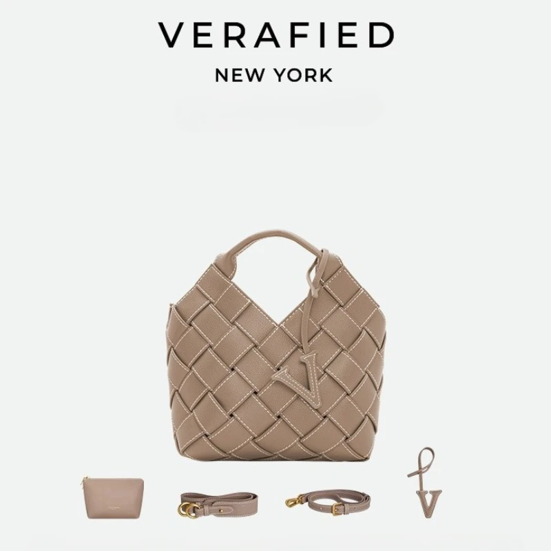 VERAFIED Woven Bag 2025 Niche Design Fashion Handbag Crossbody Bag Handmade Genuine Leather