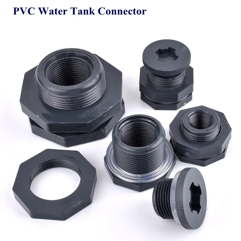 2 Pieces PVC Garden Water Connector Set for Aquariums and Tanks Featuring 12 mm to 50 mm Diameter Compatibility Drainage Intake