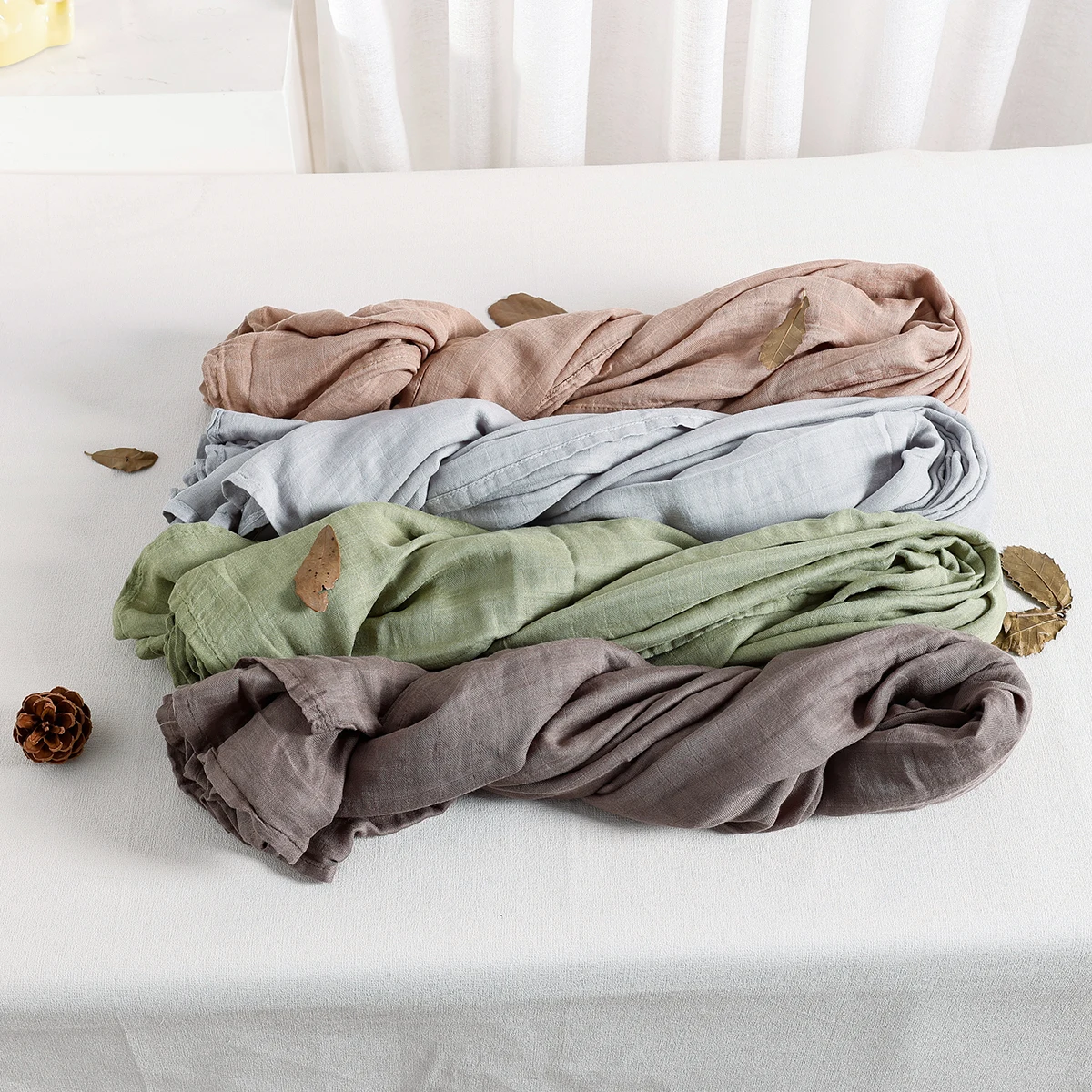 Kangobaby #My Soft Life# Solid Color Bamboo Cotton Baby Muslin Swaddle Blanket Newborn Bath Towel Infant Quilt Size 120x110cm