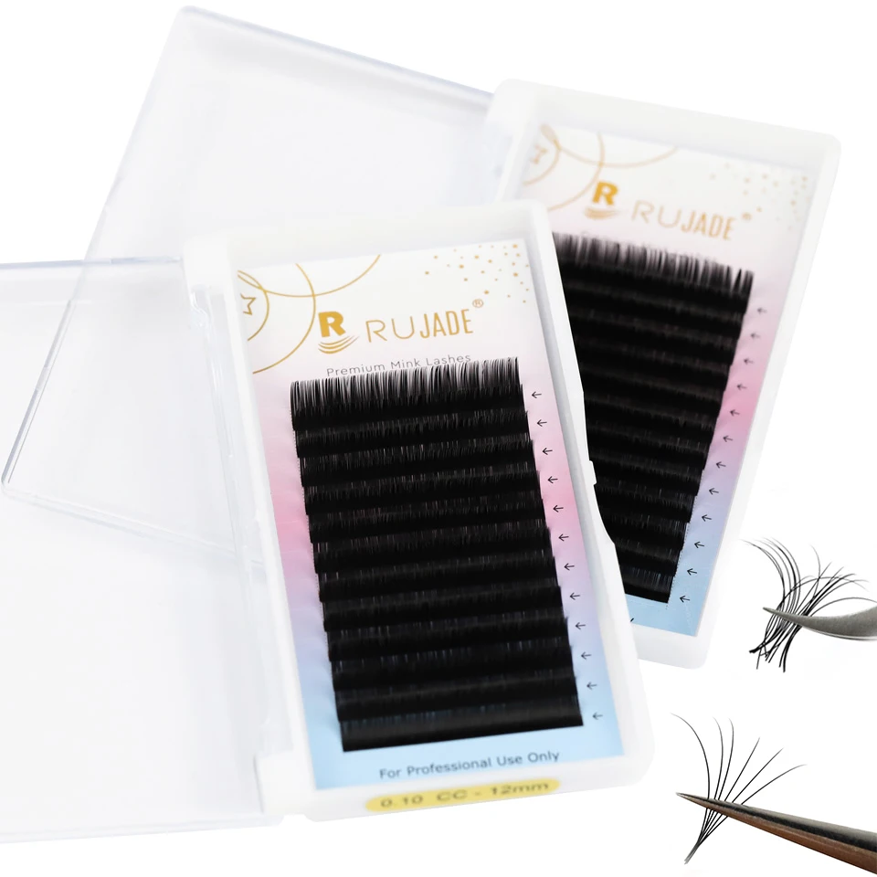 

Rujade All Sizes False Individual Classic Eyelash Extension Matte Black Pinching Fan Eyelashes Natural Soft Russian Volume Lash