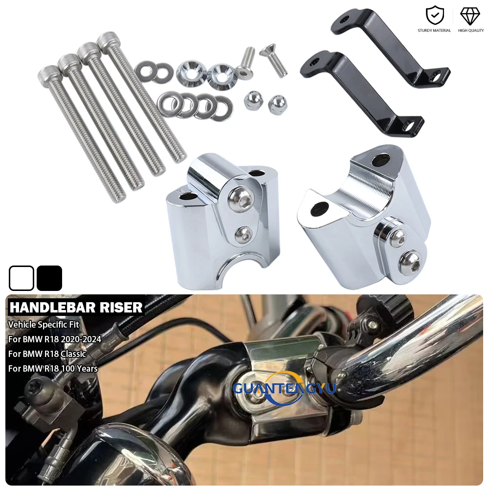 Motorcycle Handlebar Riser Heighten Adapters Rise Offset Handle Bar Bracket Kit Fits For BMW R18 100 Year R 18 Classic 2020-2024