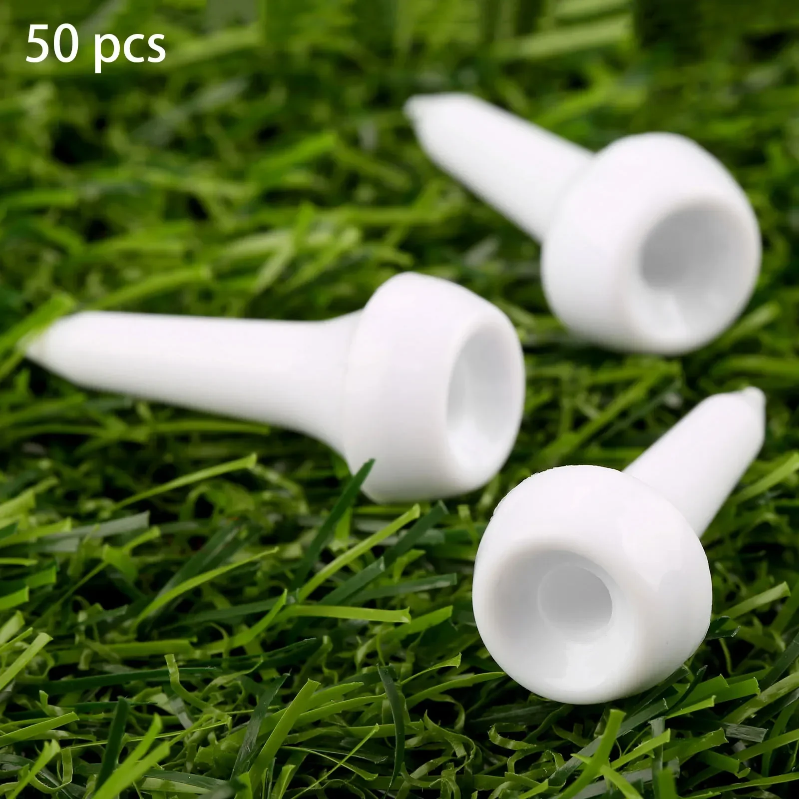 50Pcs/Pack White Plastic Cushion Top Golf Tees Durable 35mm Tees Mat for Golfer Beginner Training Practice Golf Ball Hole Holder