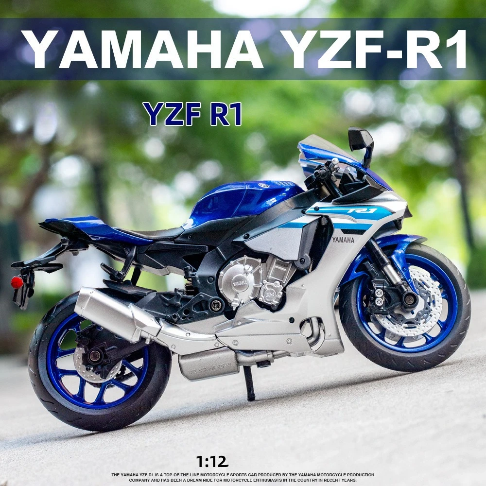 1:12 Simulation YZF R1 Alloy Motorcycle Model Ornament Gift Shock-absorbing Chenghai Toy Perfect Birthday Gift for Boyfriend