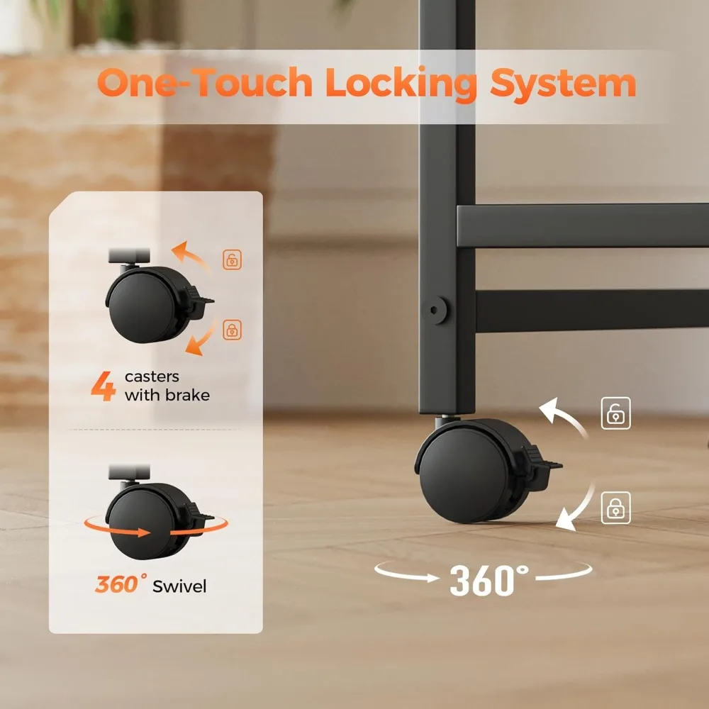 مكتب كمبيوتر للألعاب بعجلات، مكتب مدمج مقاس 48 × 24 للمساحات الصغيرة، طاولة دراسة للمكتب المنزلي على الطراز الحديث