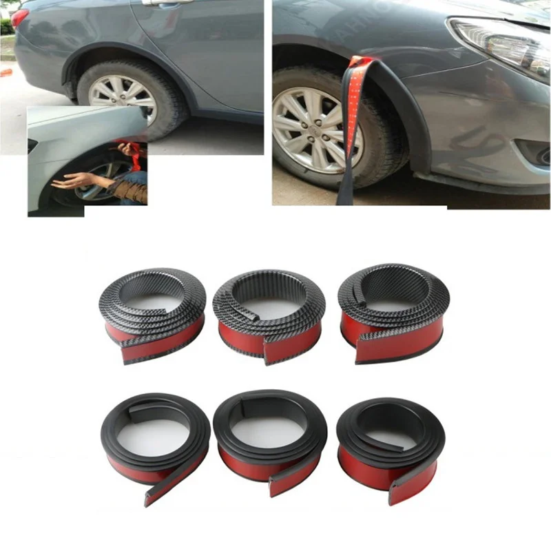 

Universal Black Carbonfiber Fender Flare Car Wheel Eyebrow Rubber Protector Strip Guard Wheel-arch Trim Arch Extender Decoration