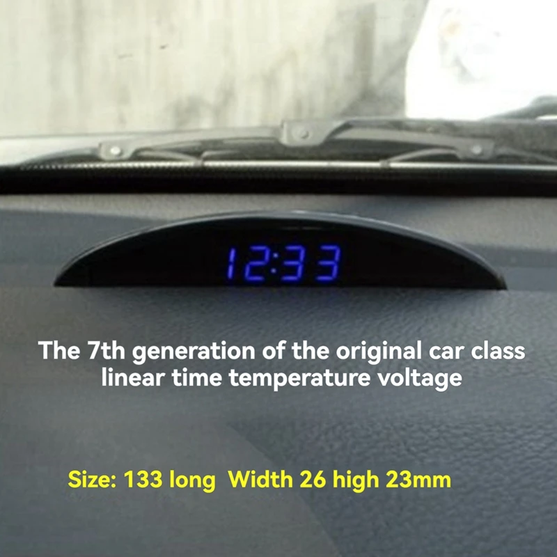 Car-Grade Car Electronic Clock, Car Electronic Clock, With Luminous In-Car Thermometer & Voltmeter