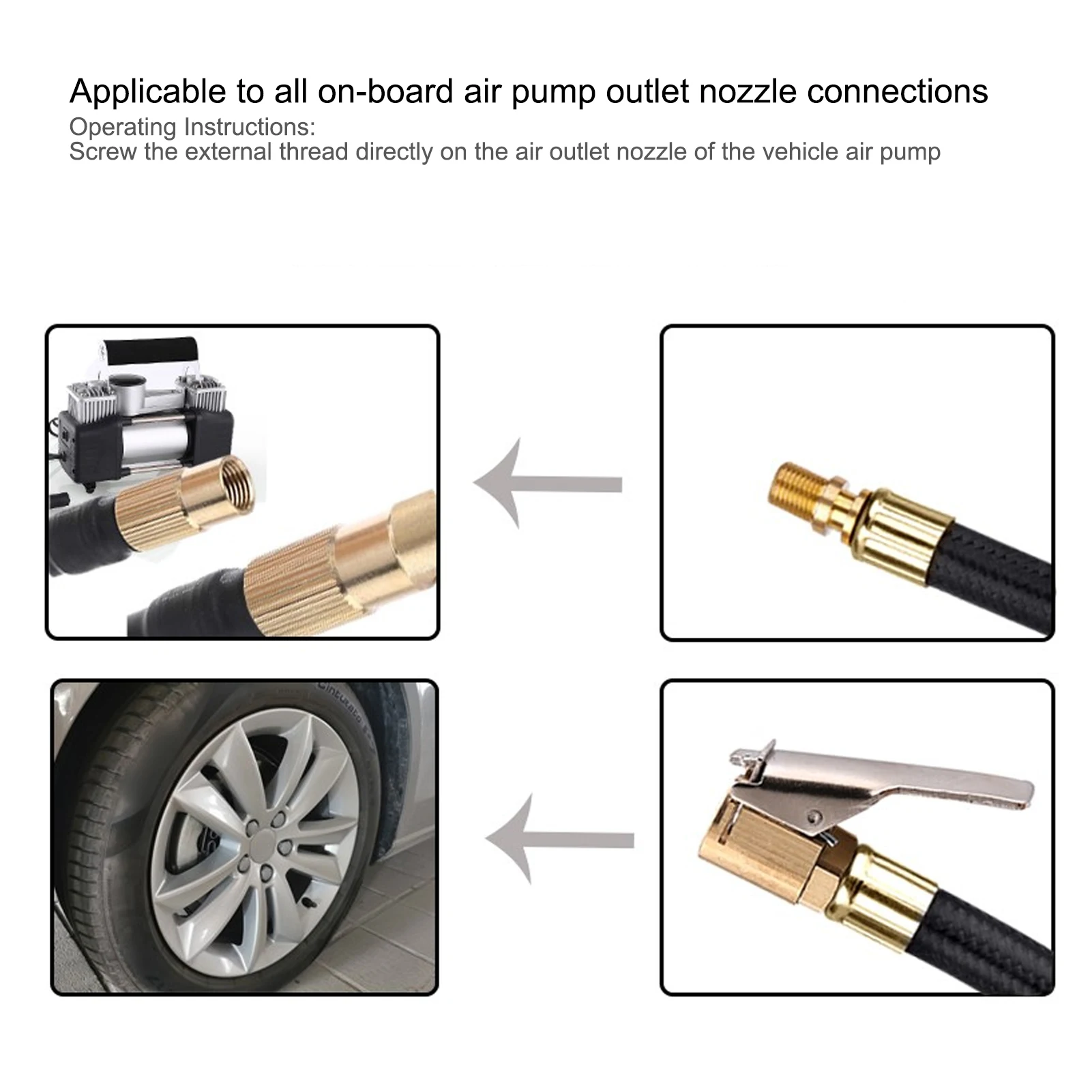 Tire Inflator Hose Extension Tube Tyre Pump Quick Inflation Chuck Adapter For Car Motorcycle Bike With American Valve