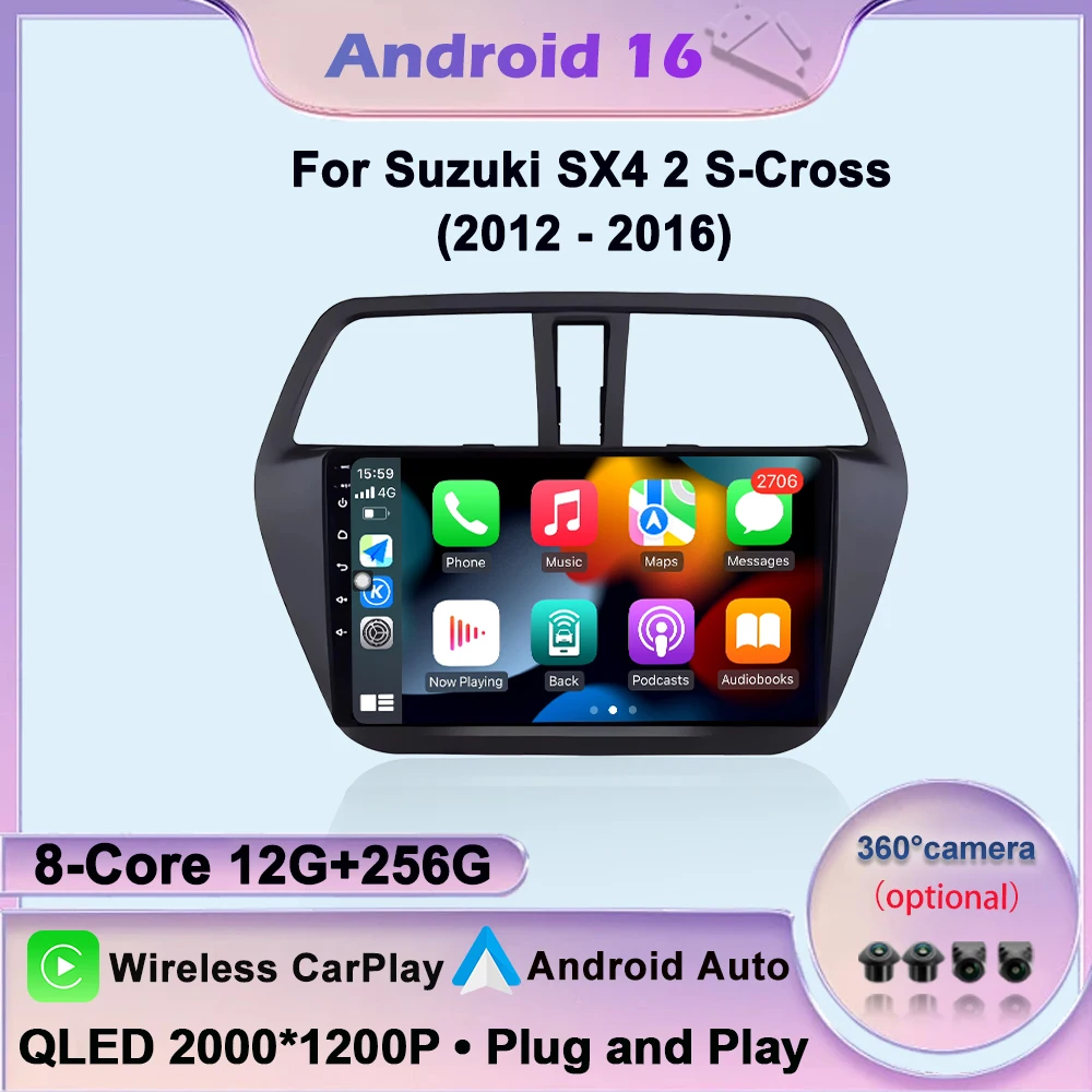 9INCH Android Autormotive For Suzuki SX4 2 S-Cross 2012-2016 Car Radio Multimedia Player GPS Navi Head Unit CarPlay DSP