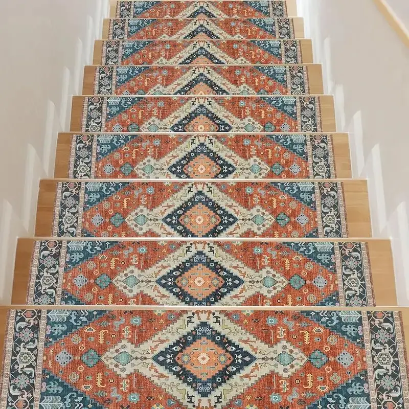 VIKAMA Staircase Treads, Wooden Steps, Safety Staircase Mat, Dog, Child, Elderly Anti-Slip Carpet, Staircase Carpet Decoration
