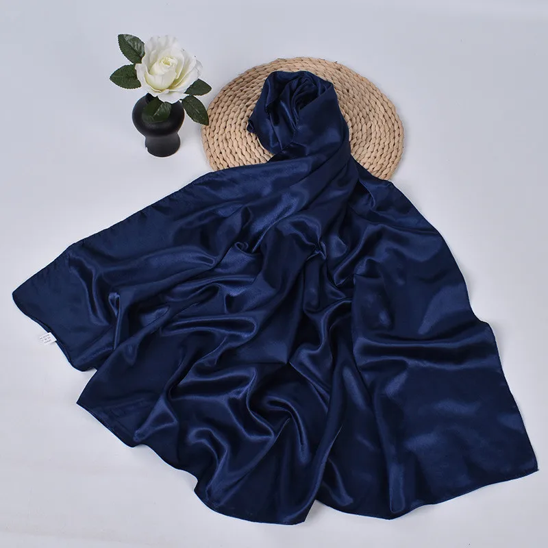 90 cm Seide Schal Schal Headwraps Für Frau Mode Vier Jahreszeiten Haar Zubehör Hijab Foulard Bandana Femme Kopftuch – Detail 2