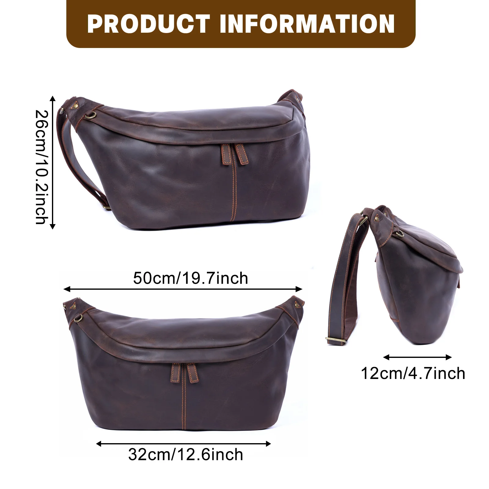 S.worker Vintage-Umhängetasche aus echtem Leder für Herren, große Kapazität, Brusttasche aus Vollnarbenleder, 14-Zoll-Crossbody-Tagesrucksack – Detail 5