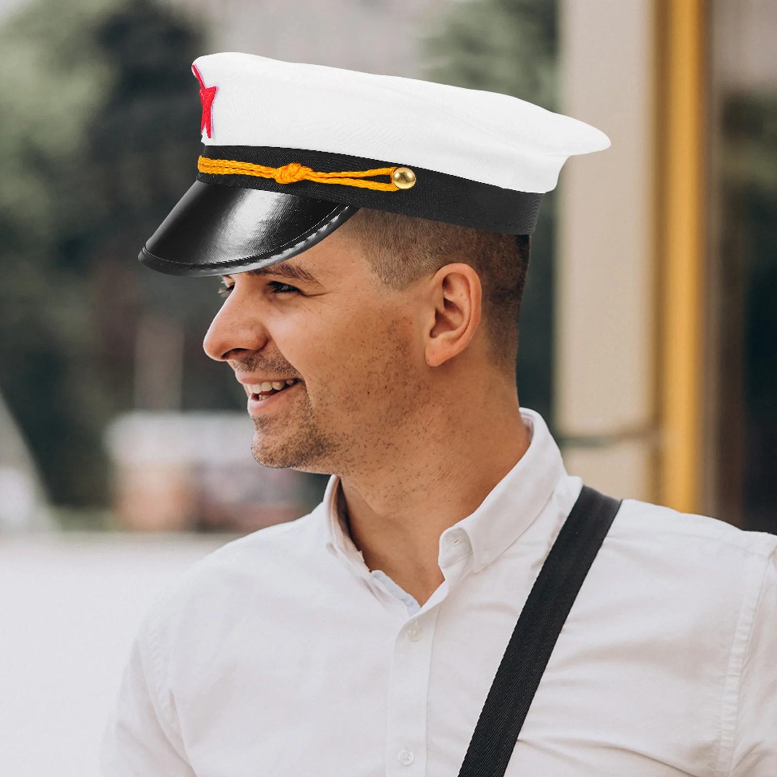 

Captain Hat Carnival Sailor Uniform Yacht Costume Polyester Captains Adjustable