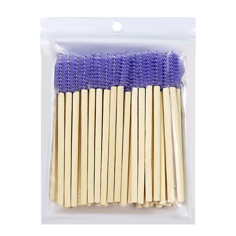 50Pcs Bamboo Handle Eyelash Brush Mascara Wands Applicators Eye Lashes Extension Brushes Eyebrow Spoolie Brushes Makeup Tool view 3