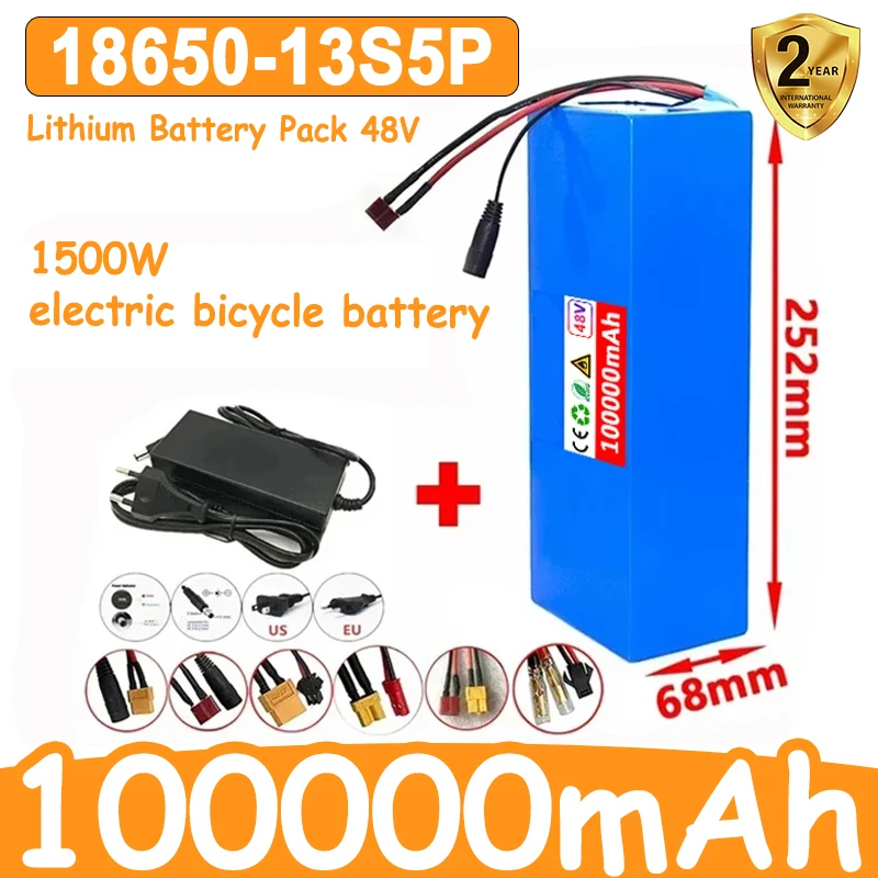 48V 100000mAh 13S5P 18650 Lithium Battery Pack 48V 1500W electric bicycle battery Built in 50A BMS +Air transport