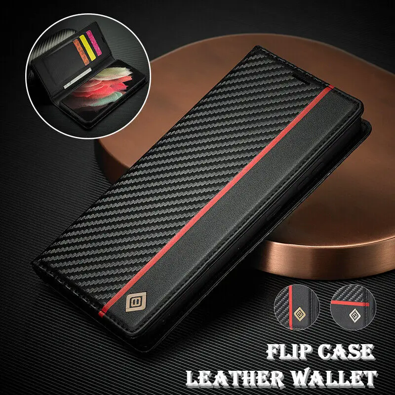 

Carbon Fiber Flip Leather Case for Xiaomi 13T 12T 11T 11 Lite 5G Mi Poco X5 X4 Pro X3 Wallet Cover Redmi Note 13 12S 11S 11 Pro