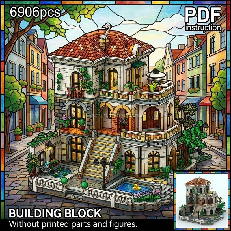 Set di Costruzioni Fai-da-Te Villa di Lusso con Giardino, Mattoncini Giocattolo Regalo per 245814 moc