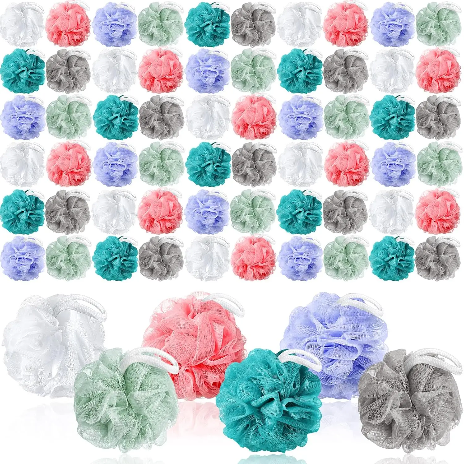 36 Pcs Bath Sponge Shower Loofahs Bulk Exfoliating Body Scrubber Mesh Puff for Men Women