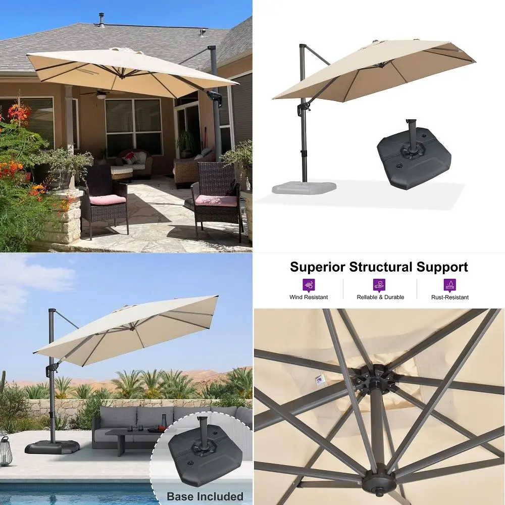 Umbrellas The Supreme Base Fillable up to 400lbs For Cantilever Offset Patio Outdoor Umbrellas Black