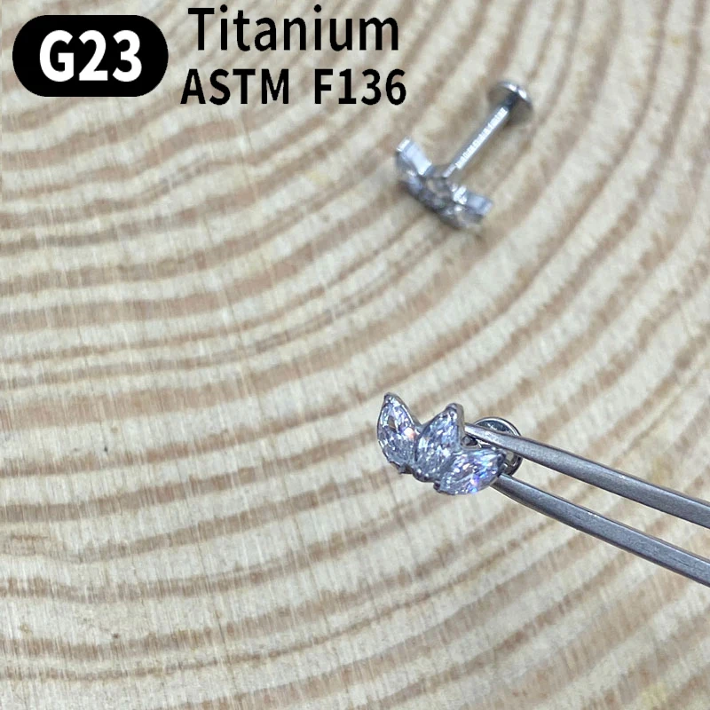 G23 F136 Titanium Ear Piercing Earring Studs Lobe Zircon Labret Lip Ear Cartilage Ear Nail Earrings For Women 16G Body Jewelry
