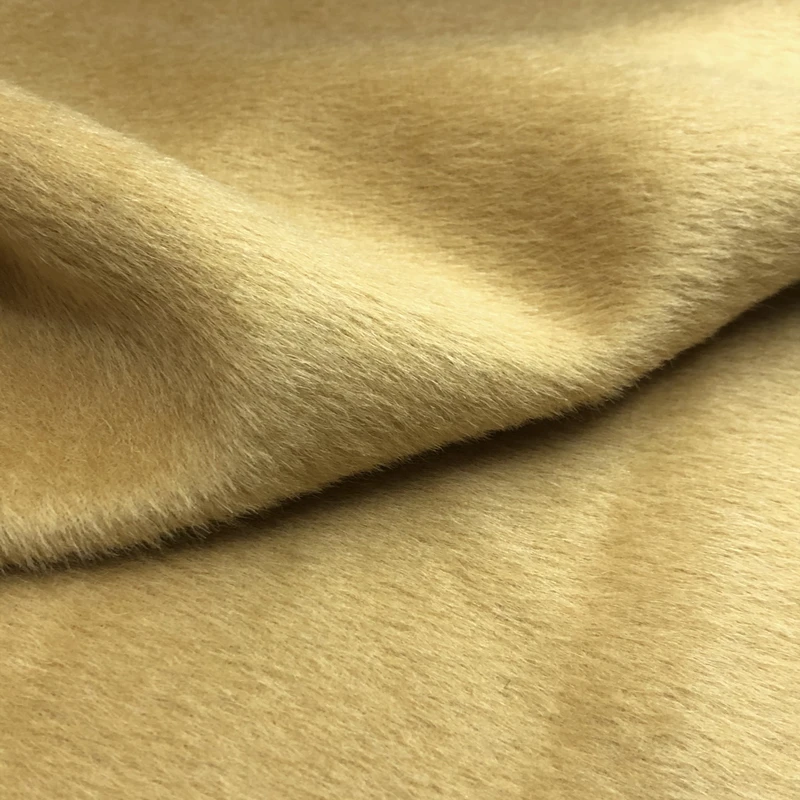 

Golden Card Alpaca Fleece/Fiber Fabric Solid Color Single-Sided Long Smooth Wool Cashmere Autumn and Winter Overcoat Fabric