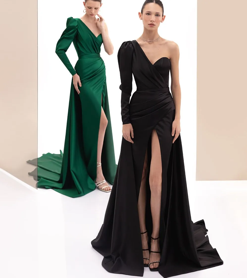 

Modern Evening Dress 2023 One-Shoulder Side High Split Mermaid Prom Formal Gowns Celebrity Style Vestidos Noche Robes De Soirée