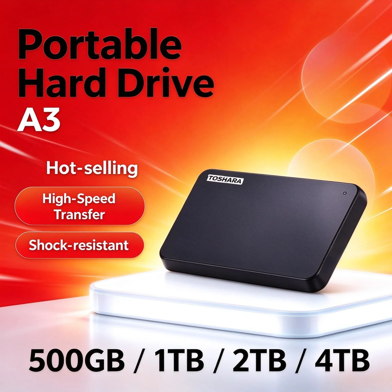 Encrypted Backup TOSHARA A3 Portable SSD 4TB 2TB 1TB 500GB Desktop Laptop Mac Boost Your Gaming Storage Drive Pro New